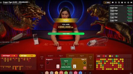 Giao diện rồng hổ online của Mmwin được thiết kế với màu sắc tươi sáng